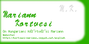 mariann kortvesi business card